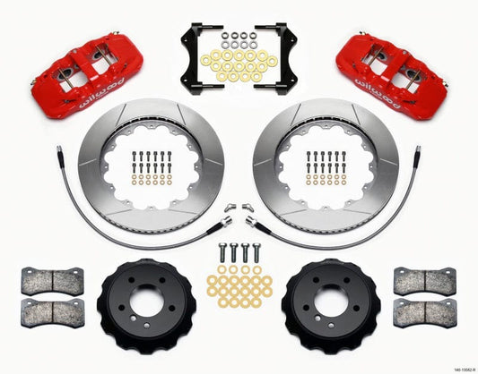 Wilwood AERO6 Front Hat Kit 14.00 Red 2007-2011 BMW E90 Series w/Lines