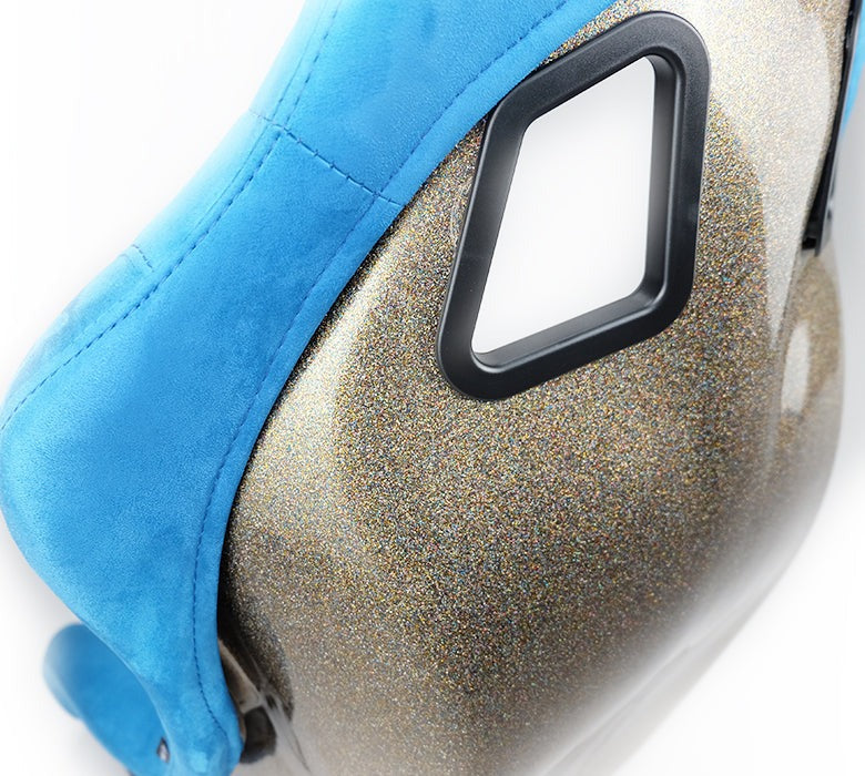 NRG Innovations FRP Bucket Seat ULTRA Edition with peralized back, Blue Alcantara material - Universal