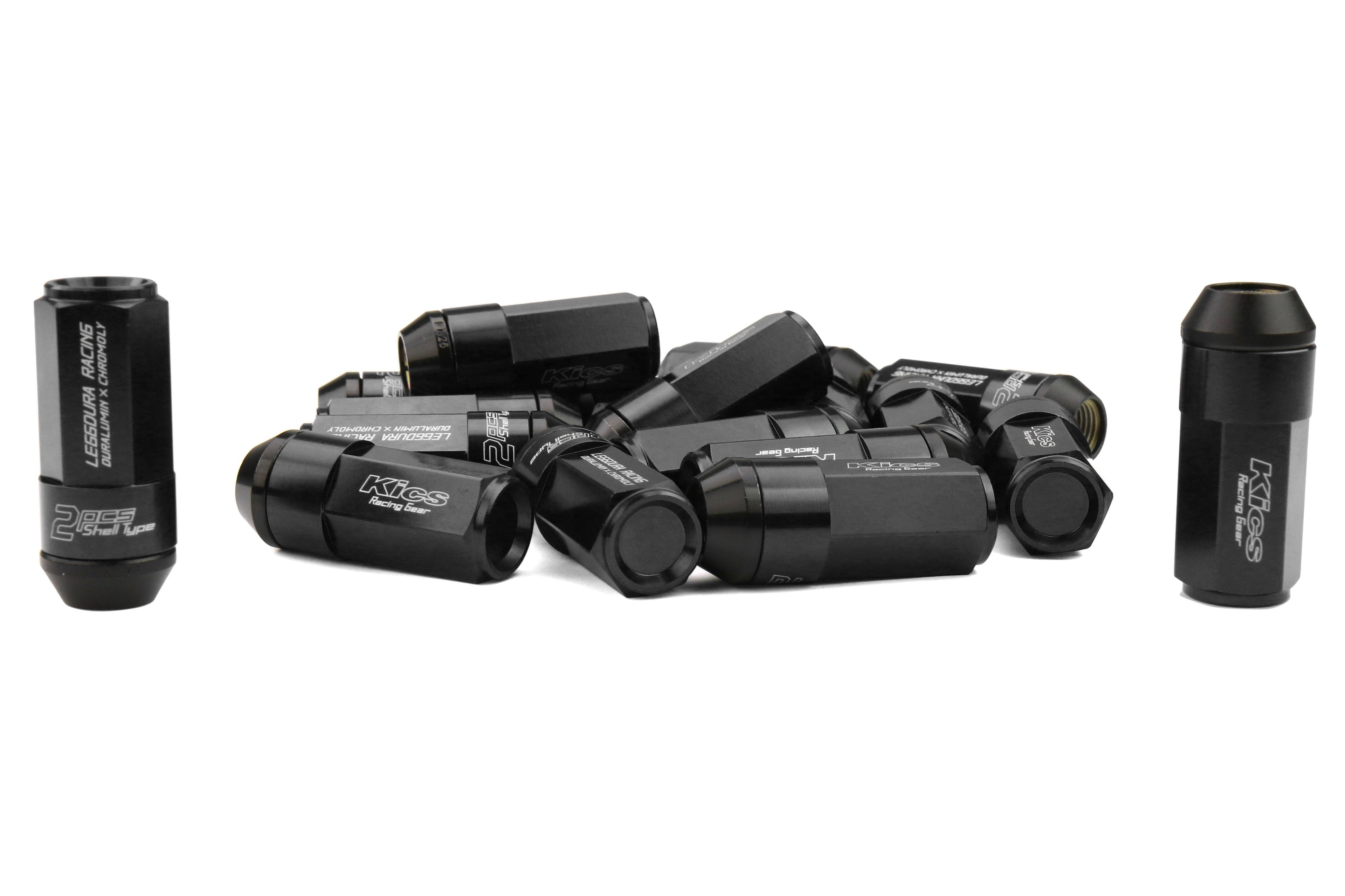Project Kics Leggdura Racing Shell Type Lug Nut Set 53mm Closed-End Look 12X1.25 Black - Universal
