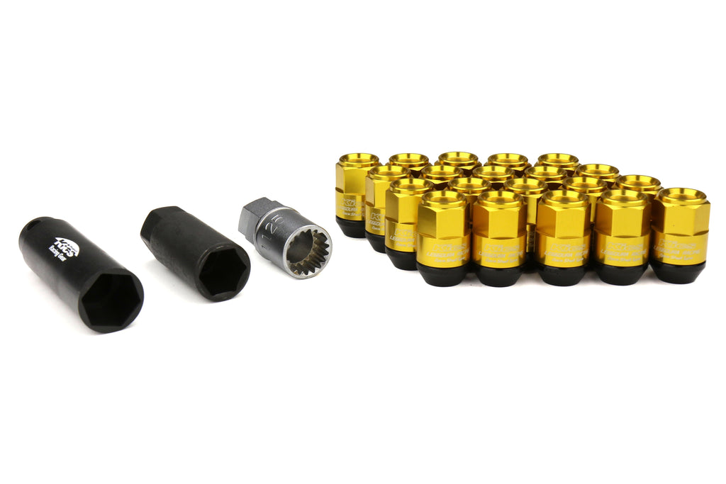 Project Kics Leggdura Racing Shell Type Lug Nut Set 35mm Closed-End Look 12X1.25 Gold - Universal