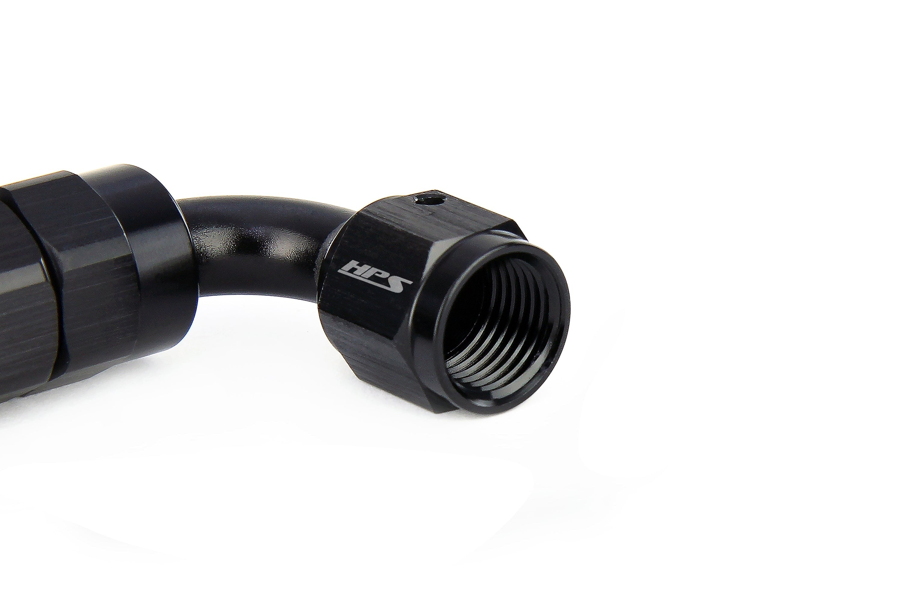 HPS Performance Compression Teflon Hose End to AN Female for Stainless Steel Reinforced PTFE Hose, Aluminum, Black