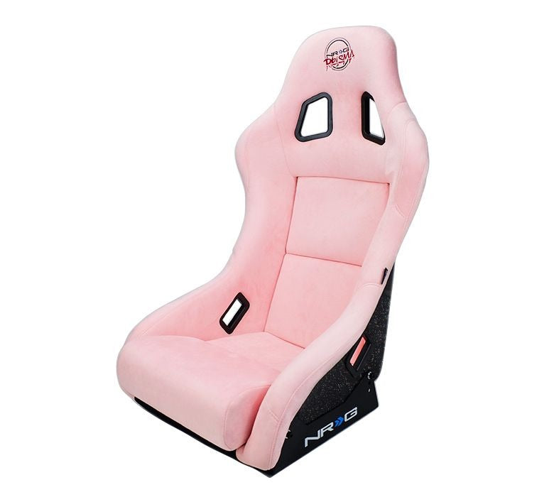 NRG Innovations FRP Bucket Seat PRISMA Edition with pearlized back. All Pink alcantara vegan material. (Medium) - Universal