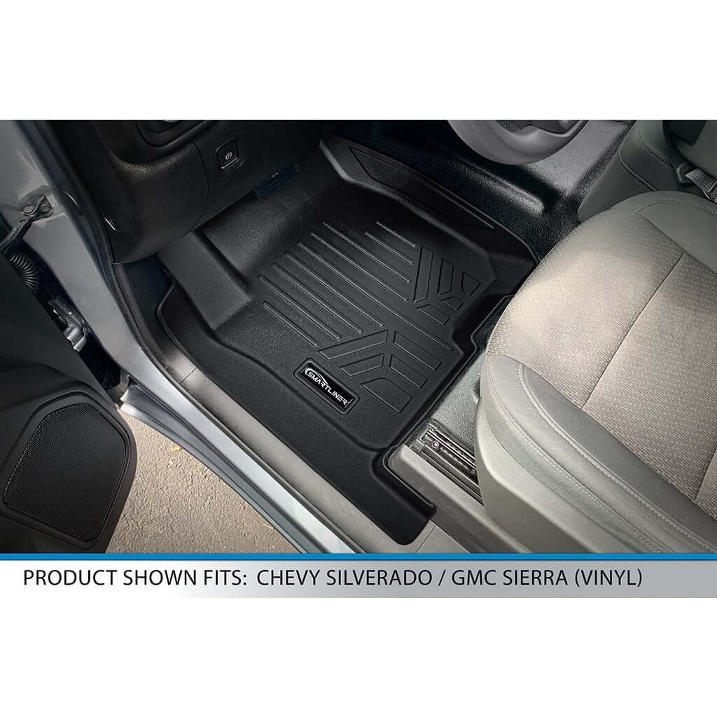 SmartCoverageTM Floor Liners For 2019-2026 Silverado/Sierra 1500 Crew Cab (1st Row Bucket) & Vinyl