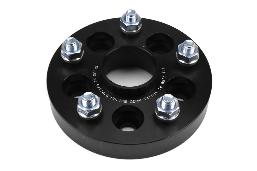 PERRIN 5x100 to 5x114.3 25mm Wheel Adapters Black - Subaru Models (inc. 2002-2014 WRX)