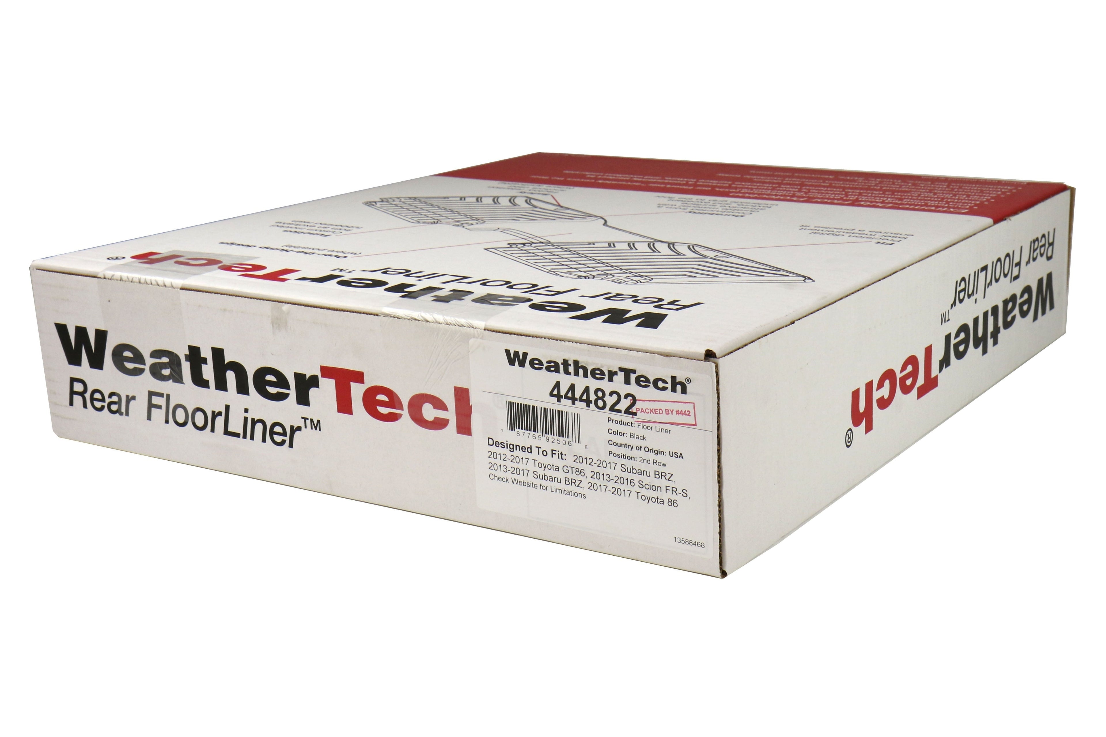 Weathertech FloorLiner Black Rear - 2013-2021 Scion FR-S / Subaru BRZ / Toyota 86