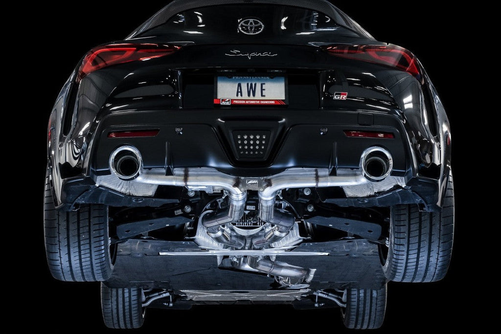 AWE Resonated Track Edition Exhaust (Chrome Silver Tips) - 2020-2024 Toyota GR Supra