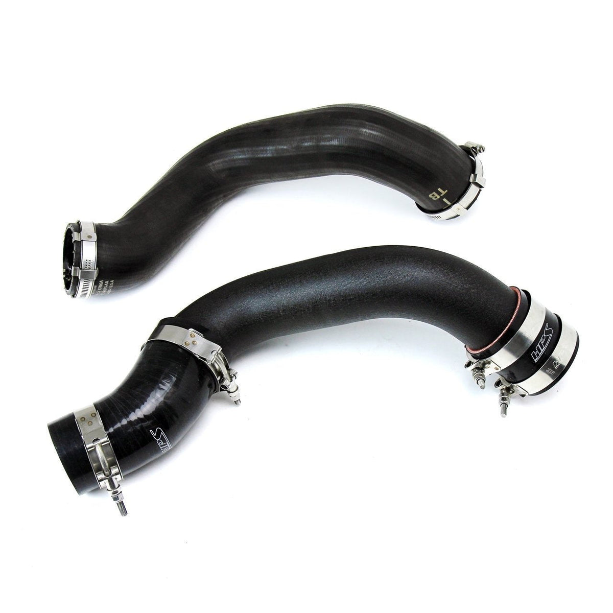 HPS Intercooler Hot Charge Pipe and Cold Side with Blue Hoses 15-17 Ford Mustang Ecoboost 2.3L Turbo, Black
