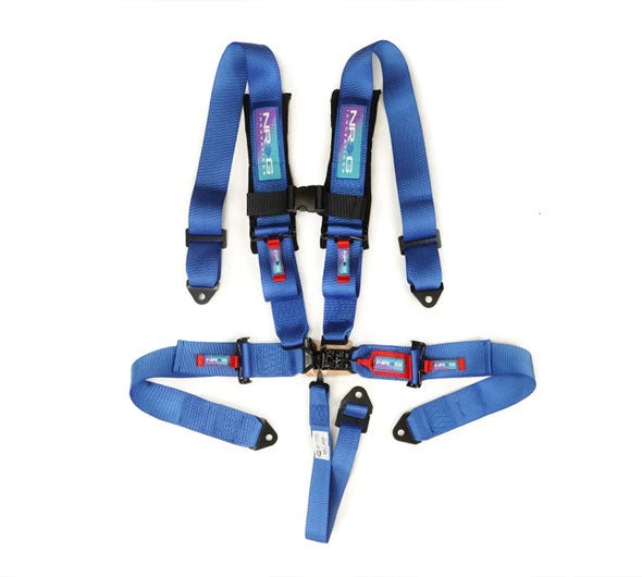 NRG Innovations SFI 16.1 5pt 3 inch Seat Belt Harness with pads / Latch Link - Blue 12/22