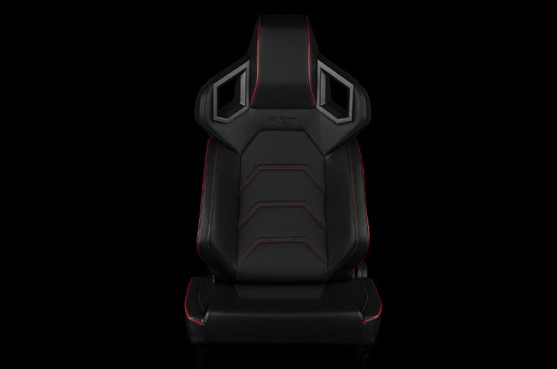 Braum Alpha X Series Sport Seats - Black & Red Stitching - Low Base Version - Universal
