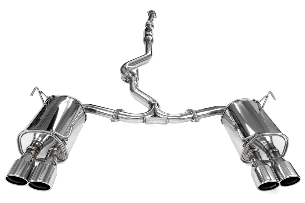 Invidia 4Dr Q300 Twin Outlet Rolled Stainless Steel Quad Tip Cat-Back Exhaust - Stainless Tips - 2015-2021 Subaru WRX / STI