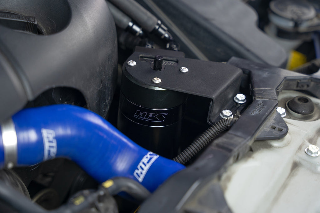 HPS Performance Aluminum Oil Catch Can Kit 2010-2015 Lexus IS250 C 2.5L V6, Black, 860-025WB