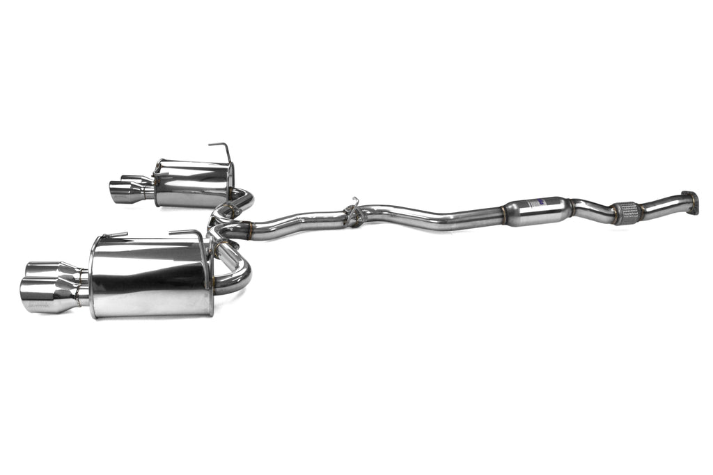 Invidia 4Dr Q300 Twin Outlet Rolled Stainless Steel Quad Tip Cat-Back Exhaust - Stainless Tips - 2015-2021 Subaru WRX / STI