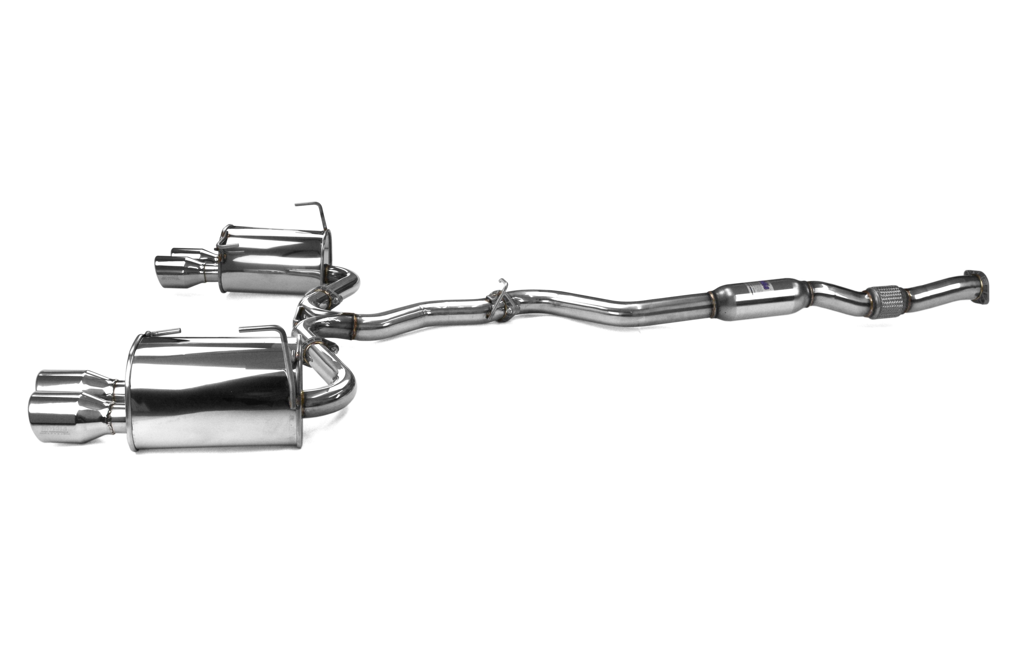 Invidia 4Dr Q300 Twin Outlet Rolled Stainless Steel Quad Tip Cat-Back Exhaust - Stainless Tips - 2015-2021 Subaru WRX / STI