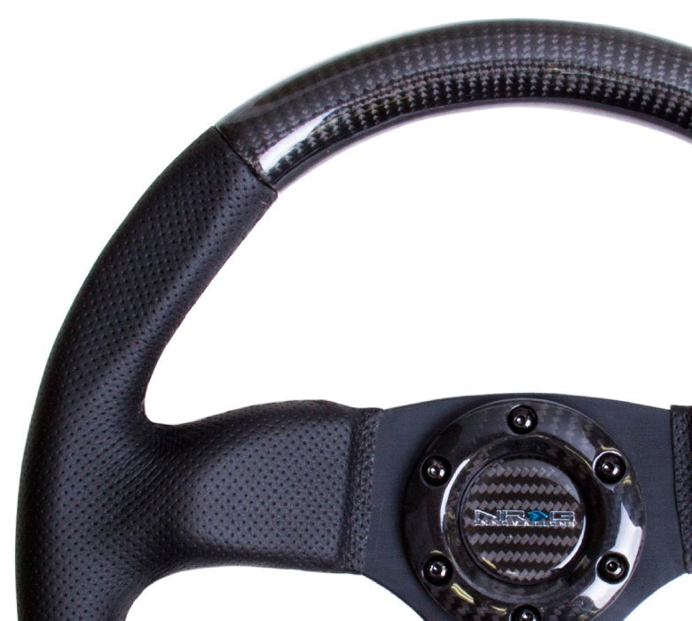 NRG Flat Bottom Carbon Fiber Steering Wheel 320mm Carbon Fiber Center Plate - Universal