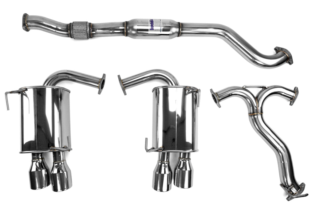 Invidia 4Dr Q300 Twin Outlet Rolled Stainless Steel Quad Tip Cat-Back Exhaust - Stainless Tips - 2015-2021 Subaru WRX / STI