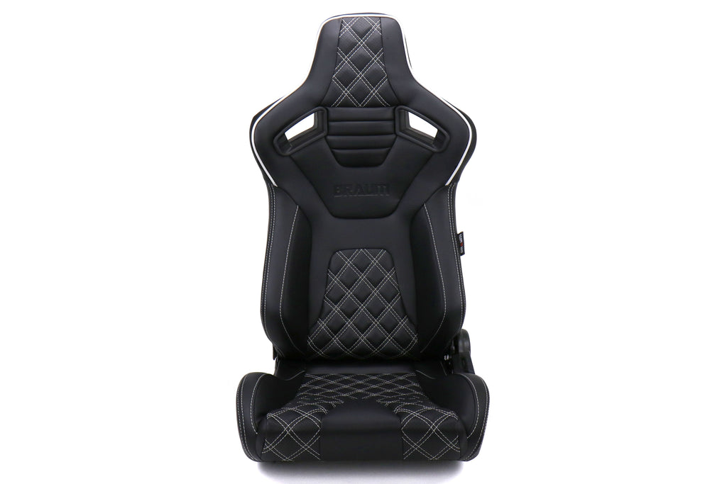 Braum Elite-X Series Racing Seats Diamond Edition White Piping Pair - Universal
