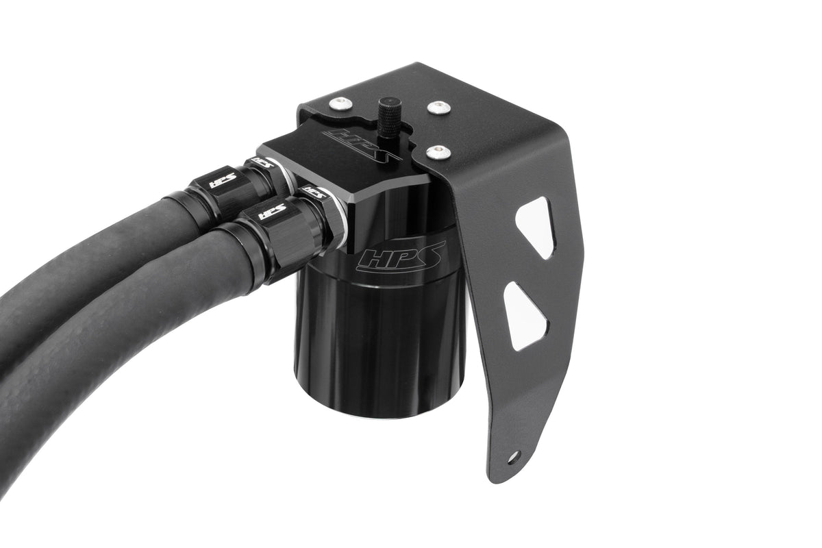 HPS Performance Aluminum Oil Catch Can Kit 2024-2026 Toyota Tacoma 2.4L Turbo, Black, 860-032WB