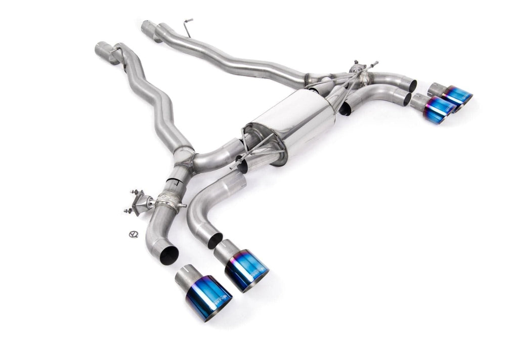 MILLTEK F90 M5 OPF/GPF BACK SYSTEM WITH BRUSHED TITANIUM GT-100 TRIMS - ECE APPROVED