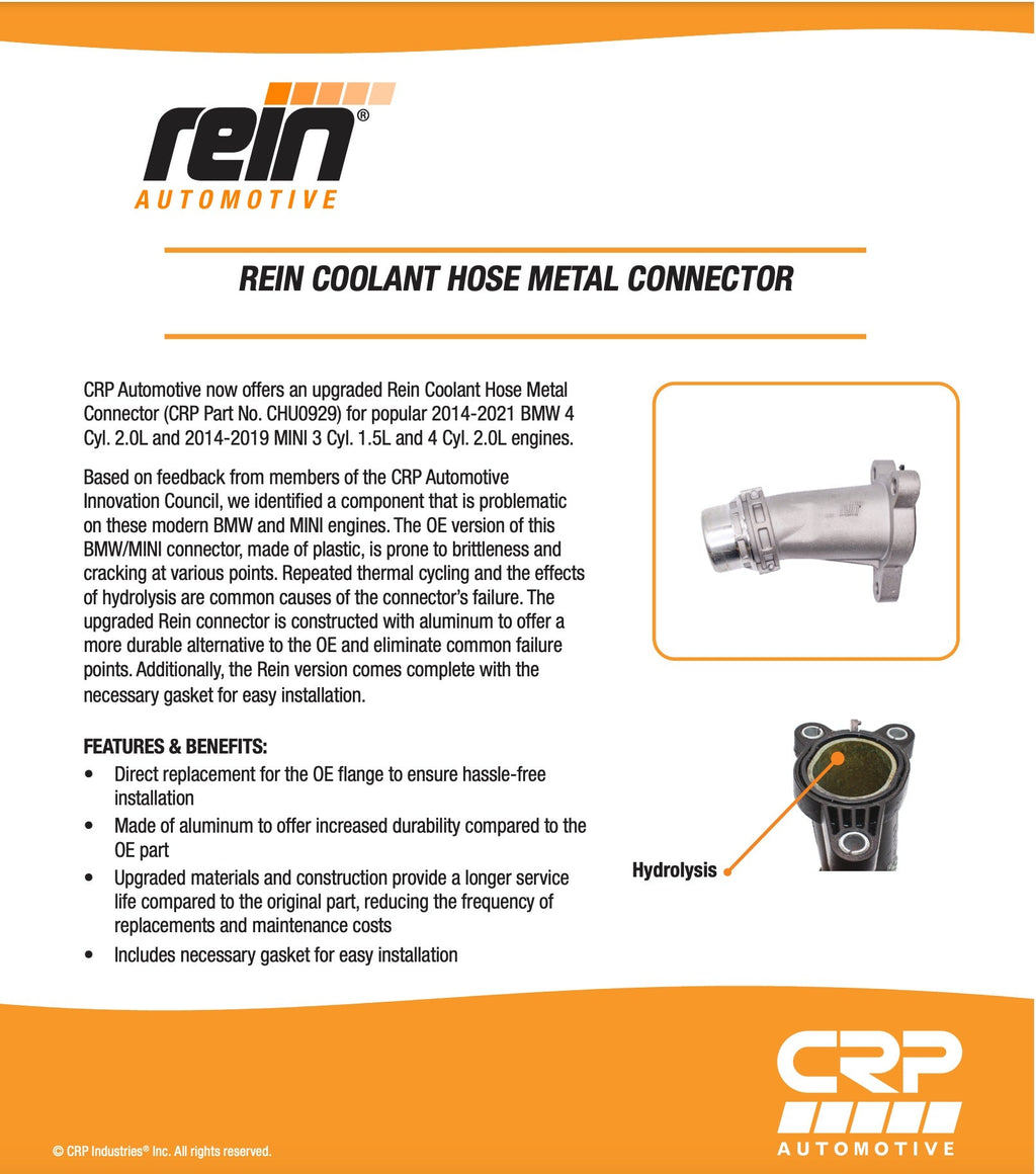 BMW F30 330i & 330e Engine Coolant Hose Flange By Rein 11118511205 (Upgraded)