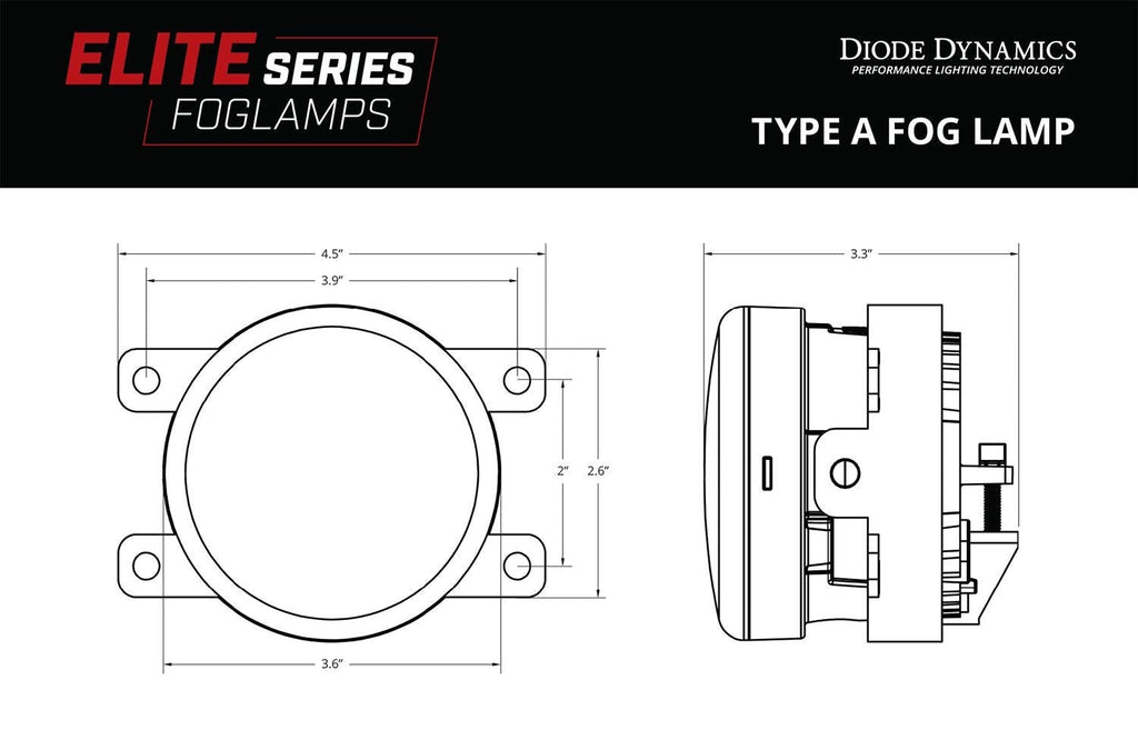 Diode Dynamics Elite Type Y Foglamp (Pair) - Yellow - 2022-2025 Subaru WRX / 2017-2020 Subaru BRZ