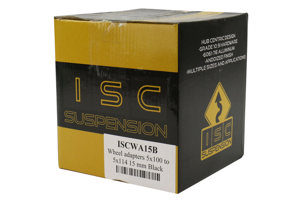 ISC Suspension 5x100 to 5x114 15mm Wheel Adapters Black - Subaru Models (inc. 2002-2014 WRX)