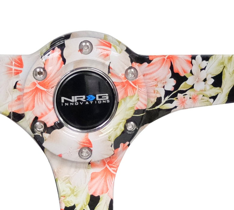 NRG Reinforced Steering Wheel 350mm Suede 3in Deep Floral - Universal