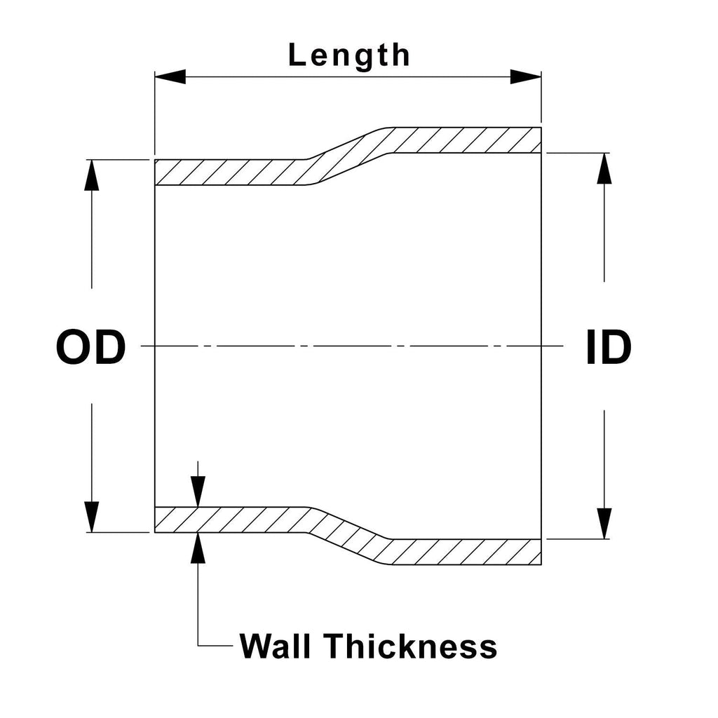 HPS 4-1/2" OD to 4-1/2" ID, 6061 Aluminum Slip Fit Transition Reducer Tube Joiner, 7" Long