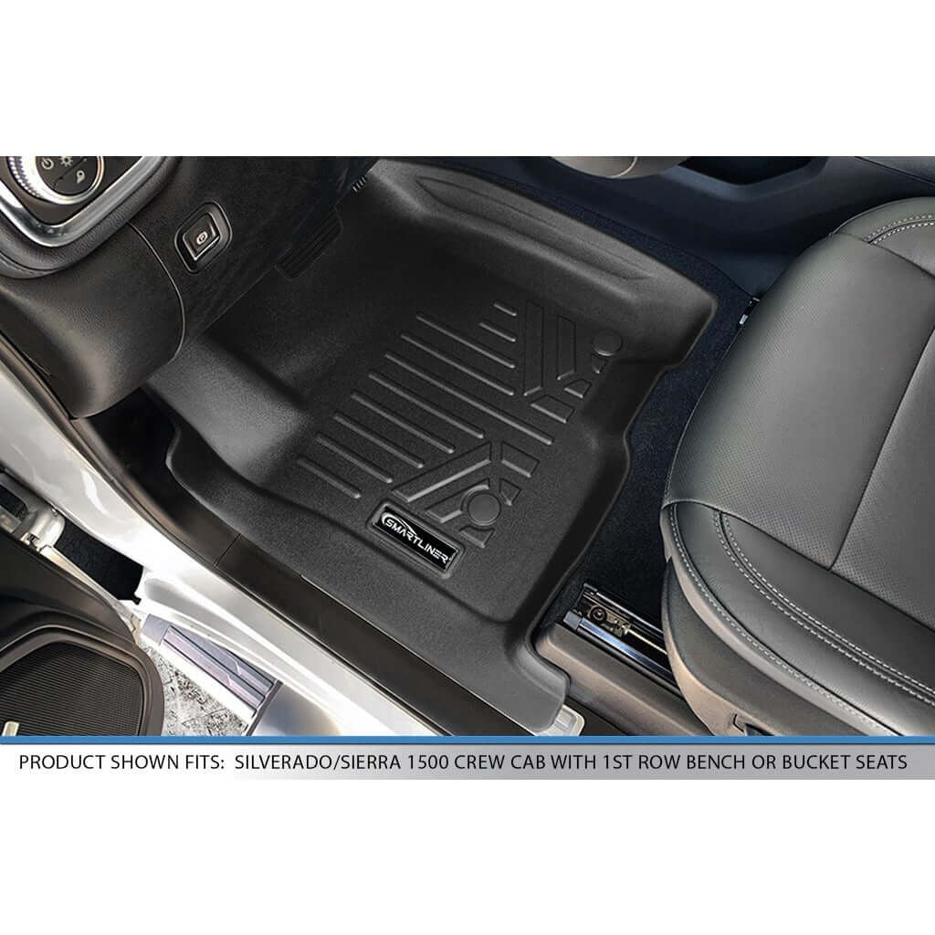 SmartCoverageTM Floor Liners For 2019-2026 1500 Silverado/Sierra Crew Cab 2019-2024 Crew Cab