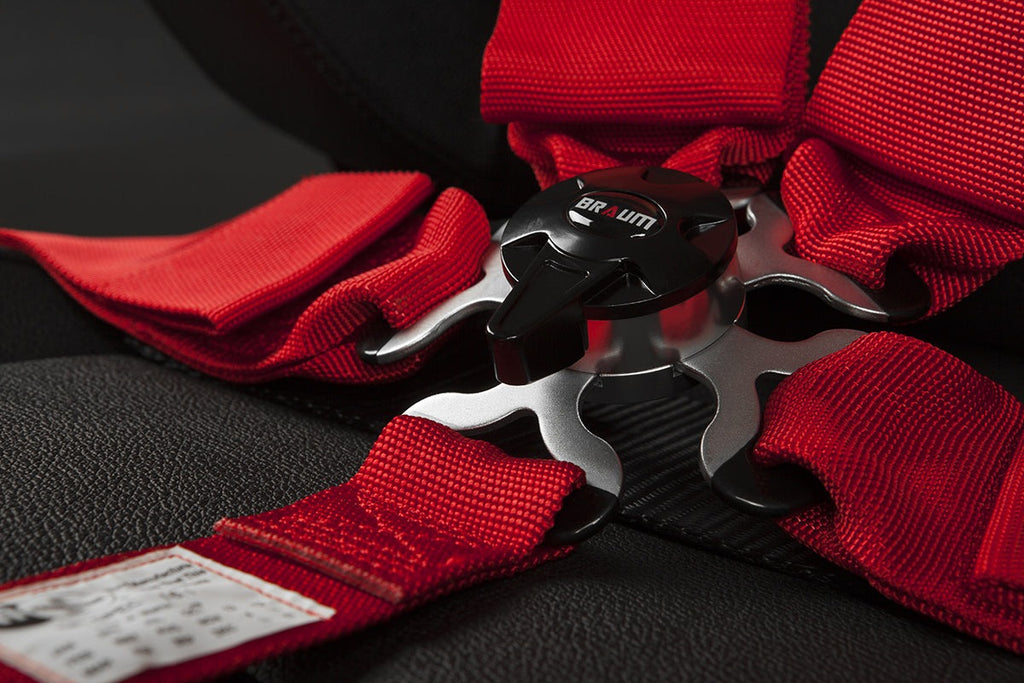 Braum 5 Point 3inch SFI Approved Racing Harness - Red Each - Universal