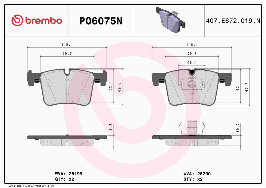 BMW F30 3-Series Front Ceramic Brake Pad Set By Brembo 34106799801
