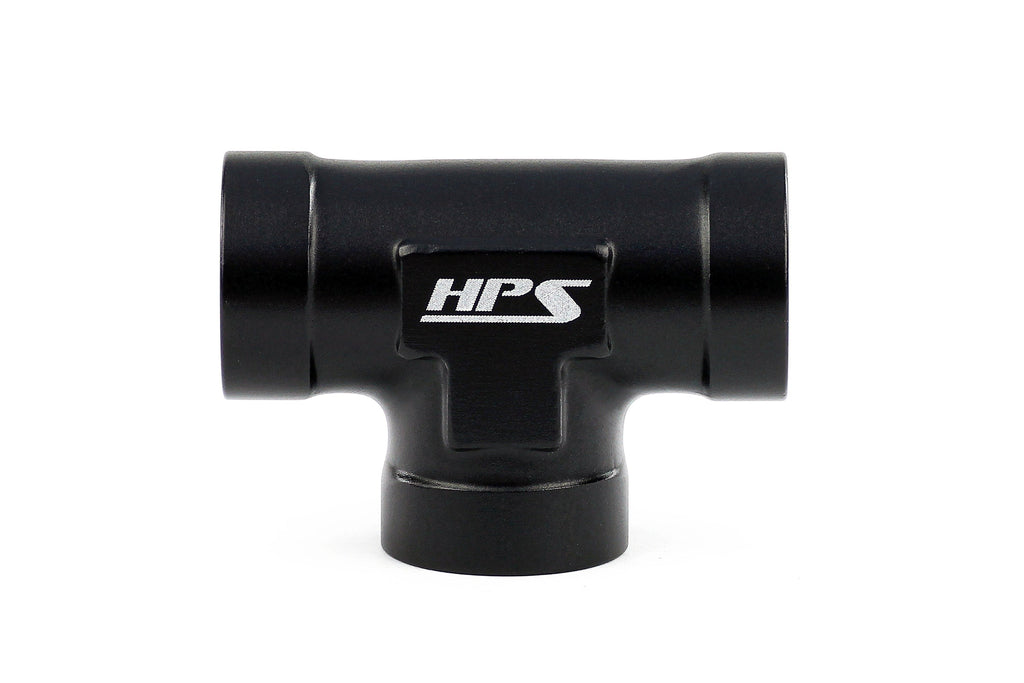HPS Performance NPT Female Tee Coupler Adapter, Aluminum, Black