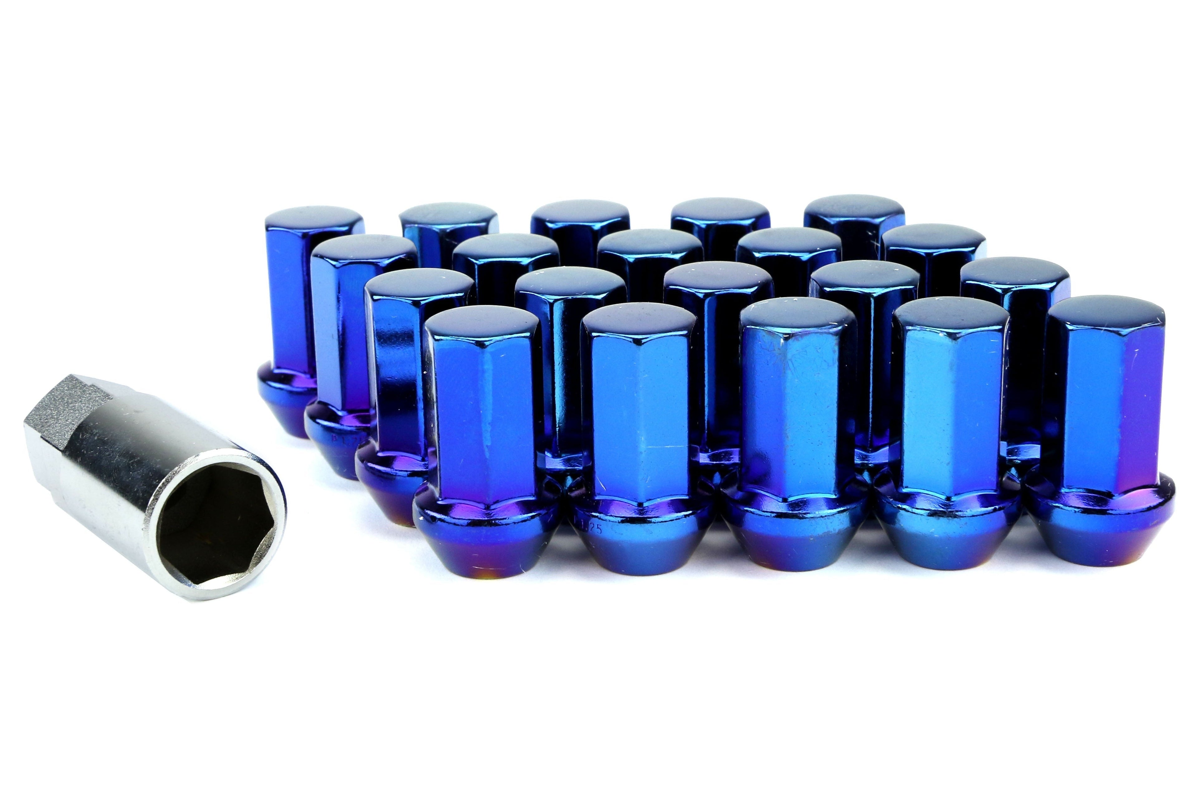 Project Kics Project Heptagon Caliber 24 Blue Titanium Closed Ended Lug Nuts 12X1.25 - Universal