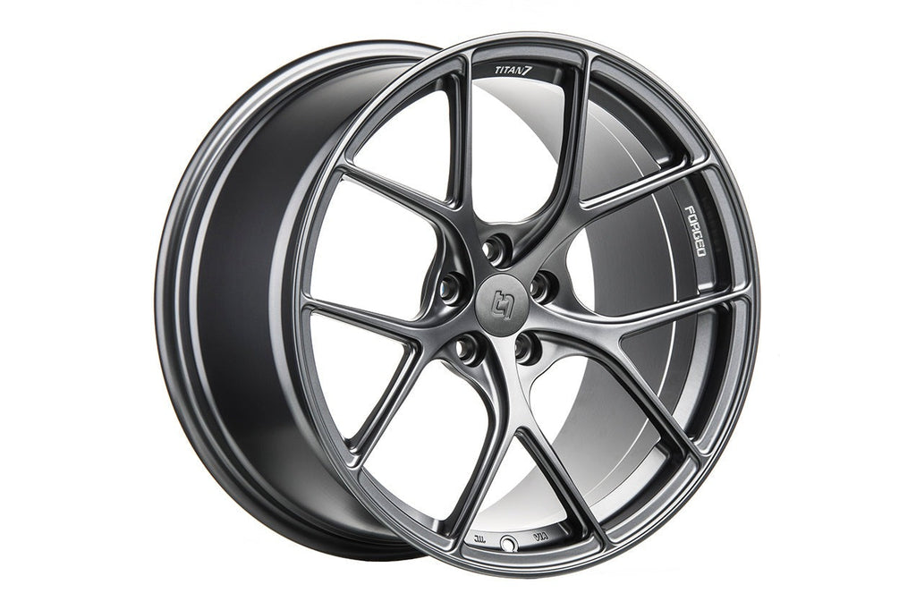 Titan 7 T-S5 Satin Titanium 18x9.5 +40 5x100 (Single Wheel) - 2013-2023 Subaru BRZ / Scion FR-S / Toyota GR86 / 2014-2018 Subaru Forester