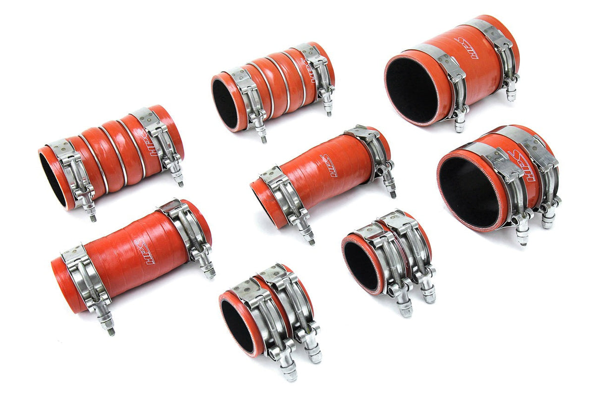 HPS Aramid Reinforced Silicone Intercooler Hose Boots Kit, Ford 2017-2023 F150 Raptor 3.5L Ecoboost Twin Turbo, Orange