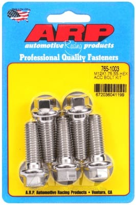 ARP M12 x 1.75 x 35 Hex Black SS Bolts (Set of 5)