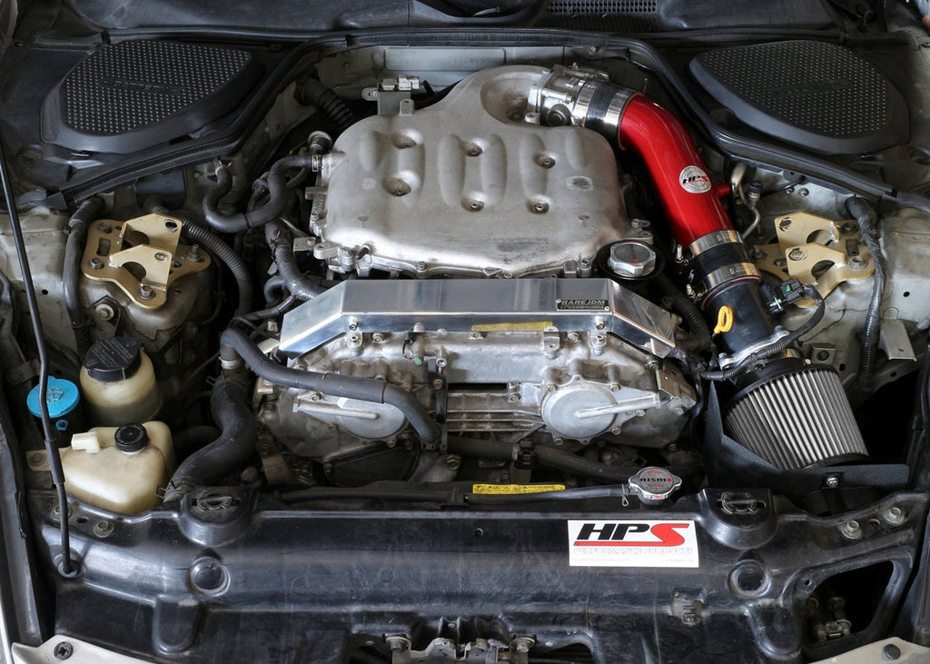 HPS Performance Shortram Air Intake Kit 2003-2006 Nissan 350Z 3.5L V6, Includes Heat Shield, Red