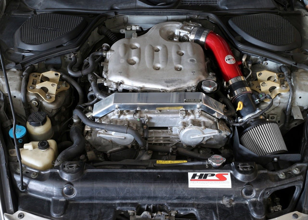 HPS Performance Shortram Air Intake Kit 2003-2006 Nissan 350Z 3.5L V6, Includes Heat Shield, Red