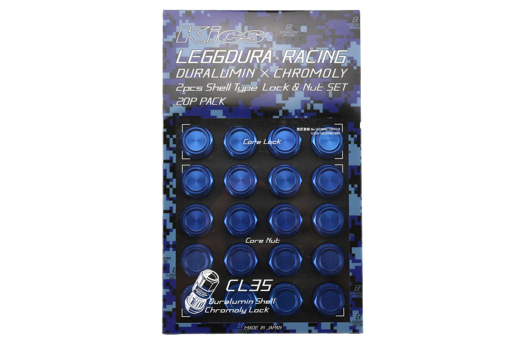 Project Kics Leggdura Racing Shell Type Lug Nut Set 35mm Closed-End Look 12X1.25 Blue - Universal