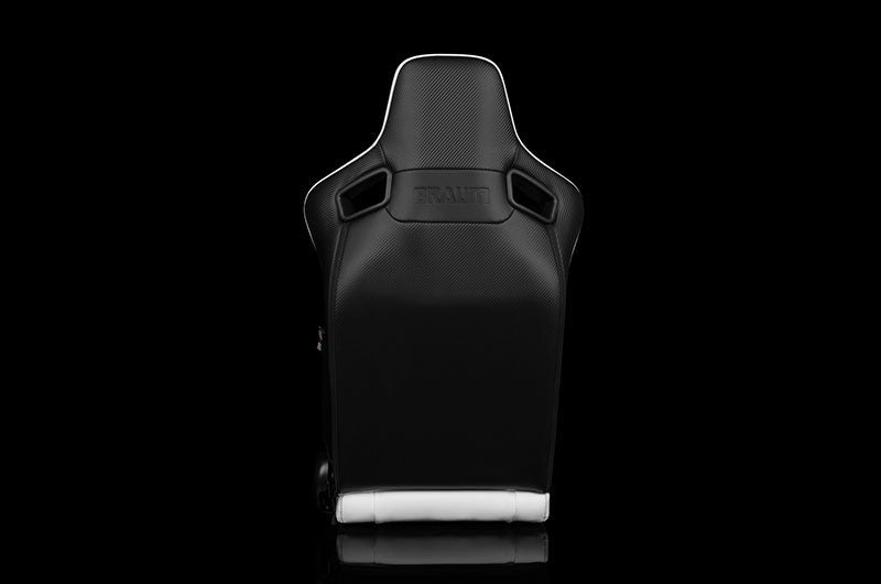 Braum Elite-X Series Sport Seats - White Leatherette (Black Stitching) Pair - Universal