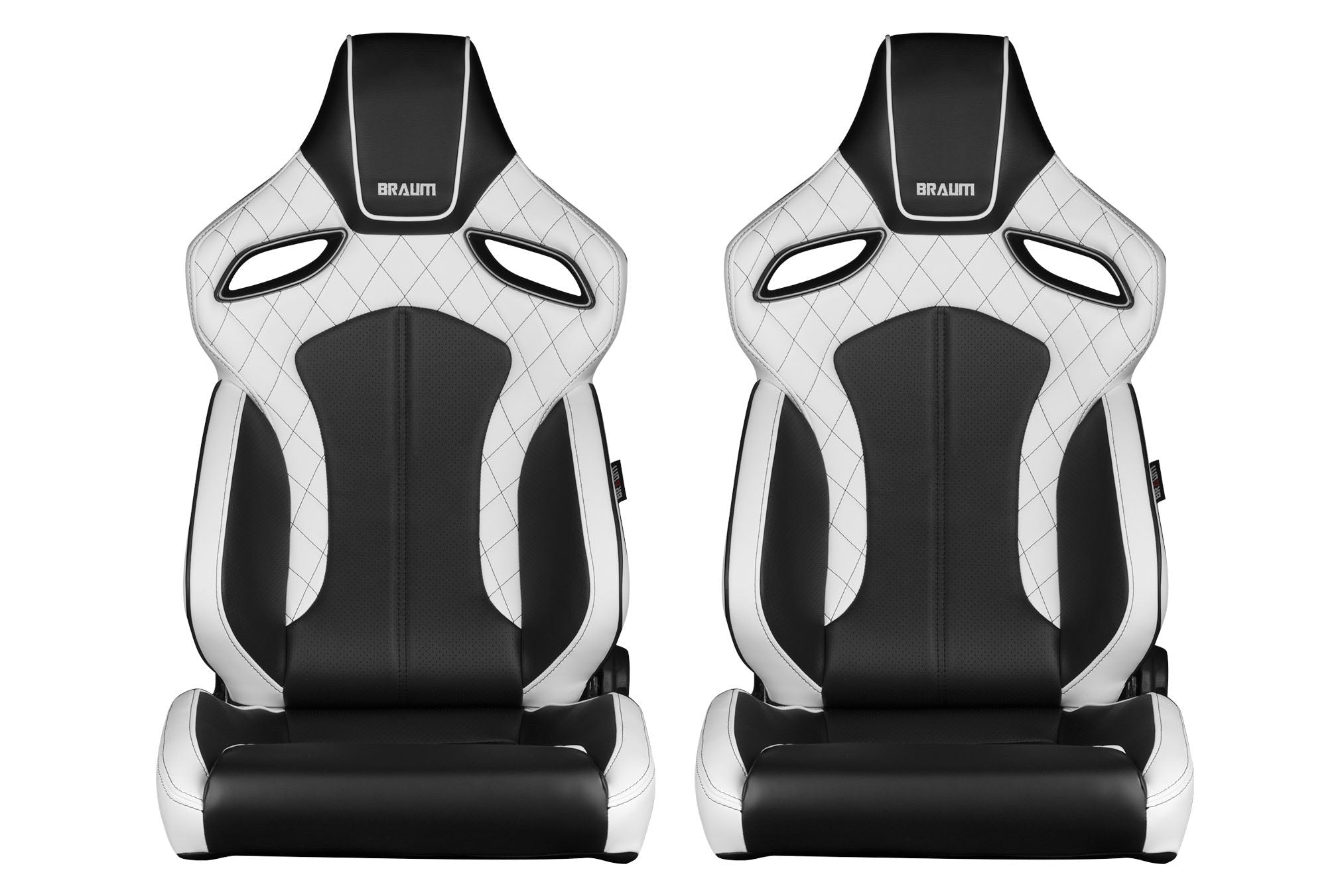 Braum Orue Series Sport Seats White Diamond (Black Stitching) - Universal