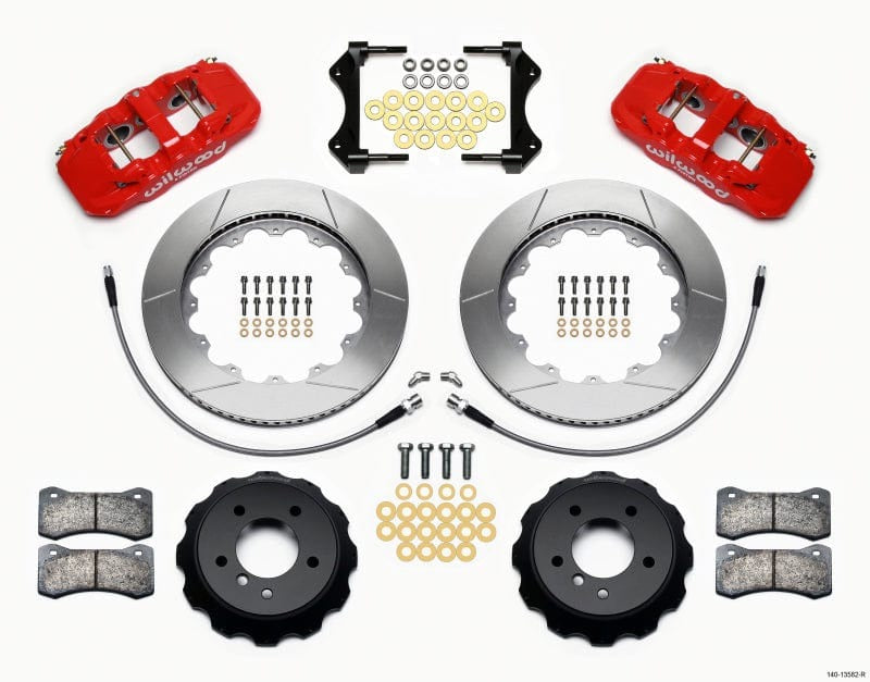 Wilwood AERO6 Front Hat Kit 14.00 Red 2007-2011 BMW E90 Series w/Lines