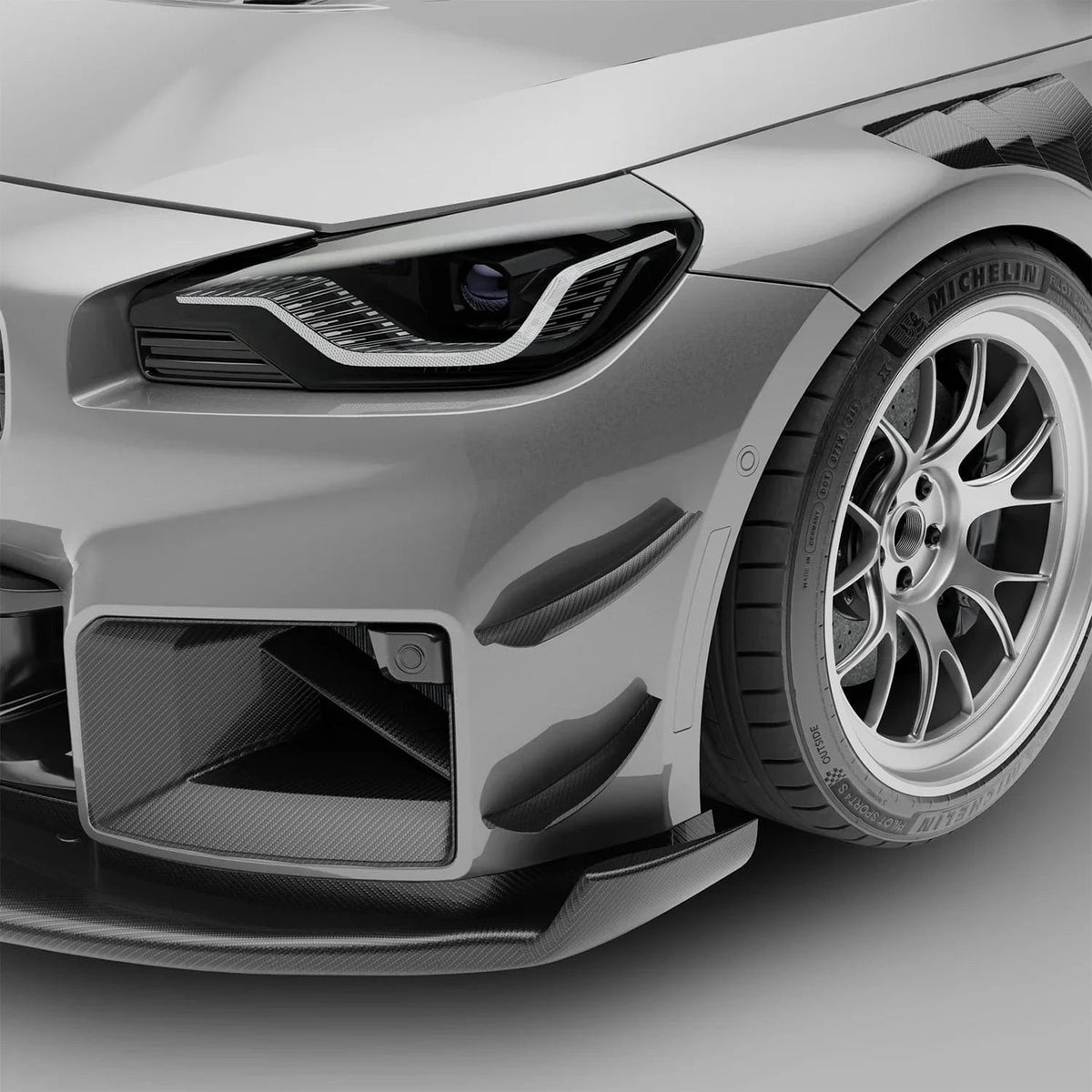 Revozport Carbon Fiber Front Bumper Canards for BMW G87 M2