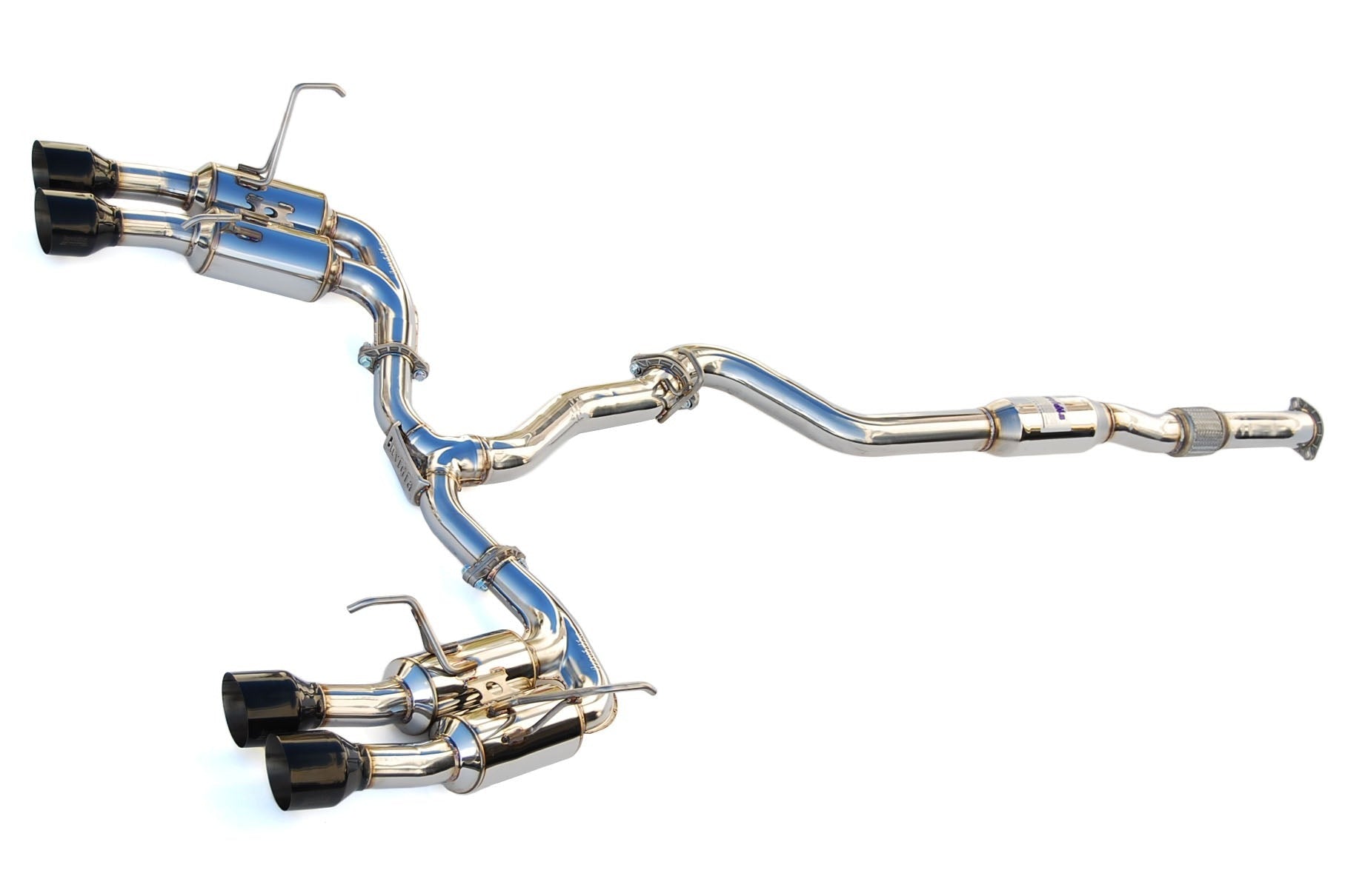 Invidia Gemini R400 Quad Tip Exhaust - Black Tips - 2015-2021 Subaru WRX / STI