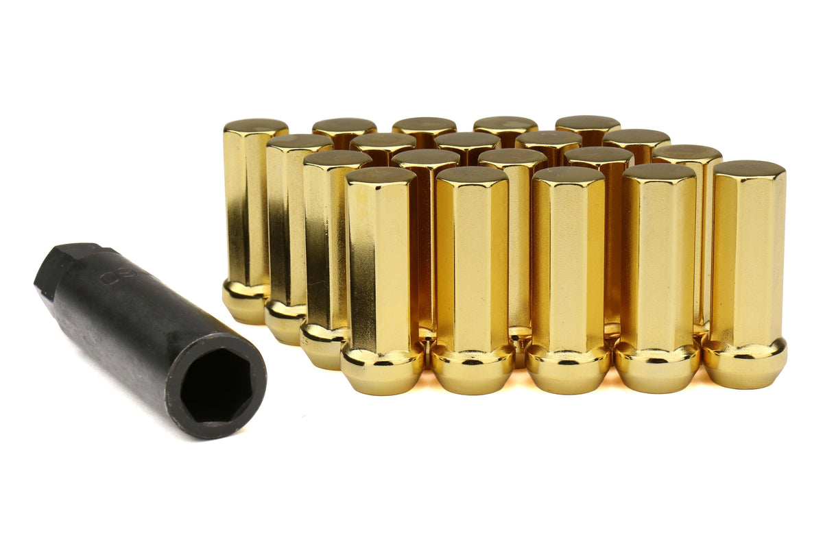Project Kics Kyokugen Heptagon 50mm Closed Ended Gold Lug Nuts 12x1.25 - Universal