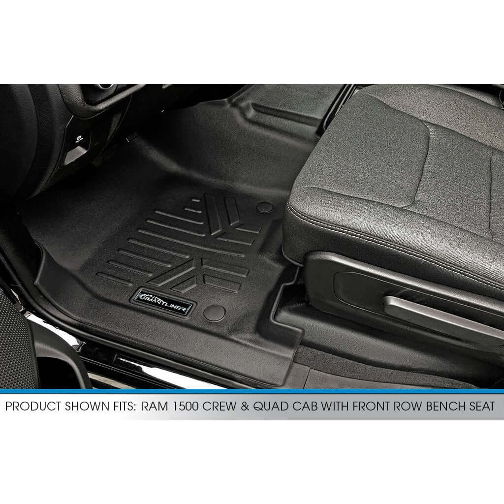 SMARTLINER Custom Fit Floor Liners For 2019-2024 Ram 1500 Quad Cab with Front Row Bench Seat Only