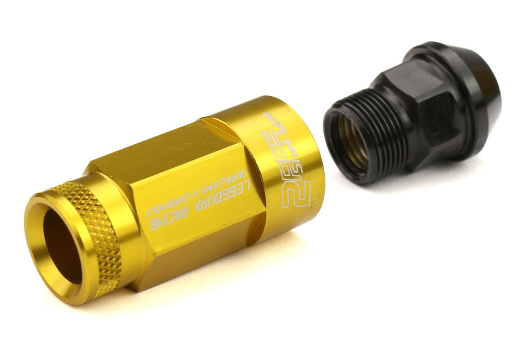 Project Kics Leggdura Racing Shell Type Lug Nut Set 53mm Open-End Look 12X1.25 Gold - Universal