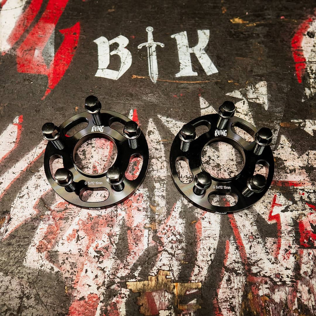 Rvng 5x112/5x120 F&G 12.5 & 15mm Wheel Spacers w/ extended lugs