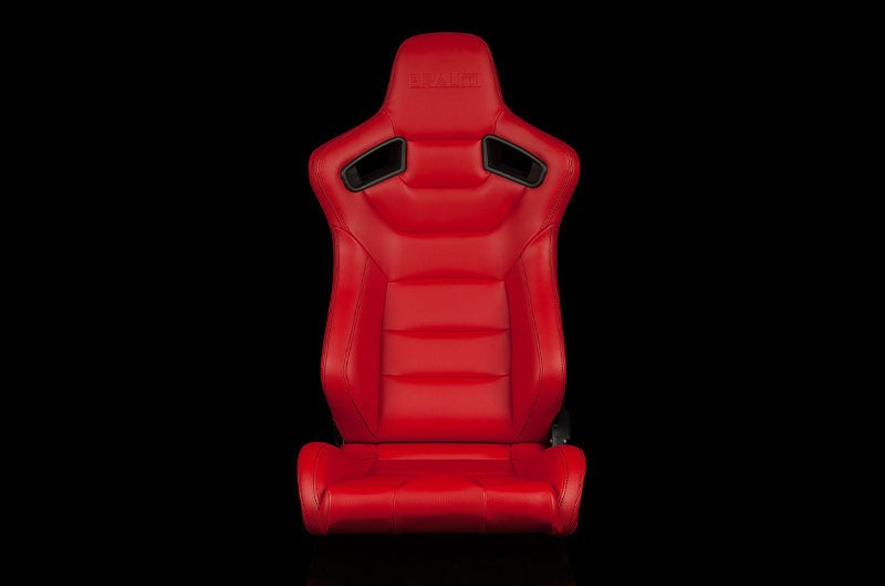 Braum Elite Series Sport Seats - Red Leatherette (Black Stitching) Pair - Universal