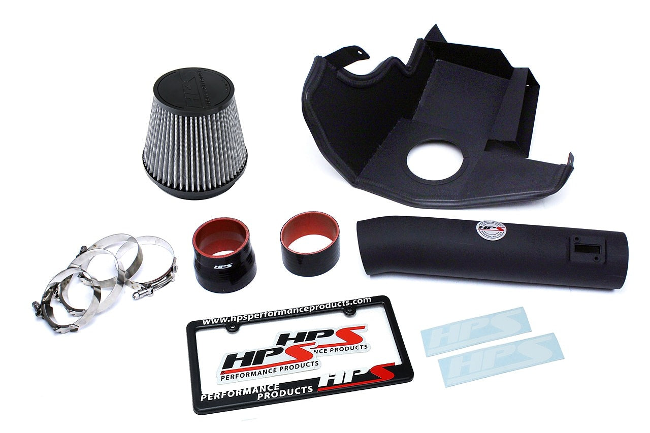 HPS Performance Shortram Air Intake Kit 2011-2014 Ford Mustang 3.7L V6, Includes Heat Shield, Black