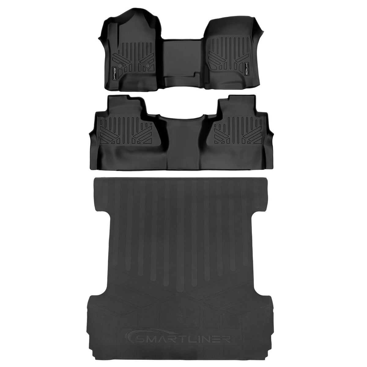 SMARTLINER Floor Liners for GMC Sierra 1500 Crew Cab 2014 - 2018 (Carpeted flooring) 1st Row Bench Half coverage